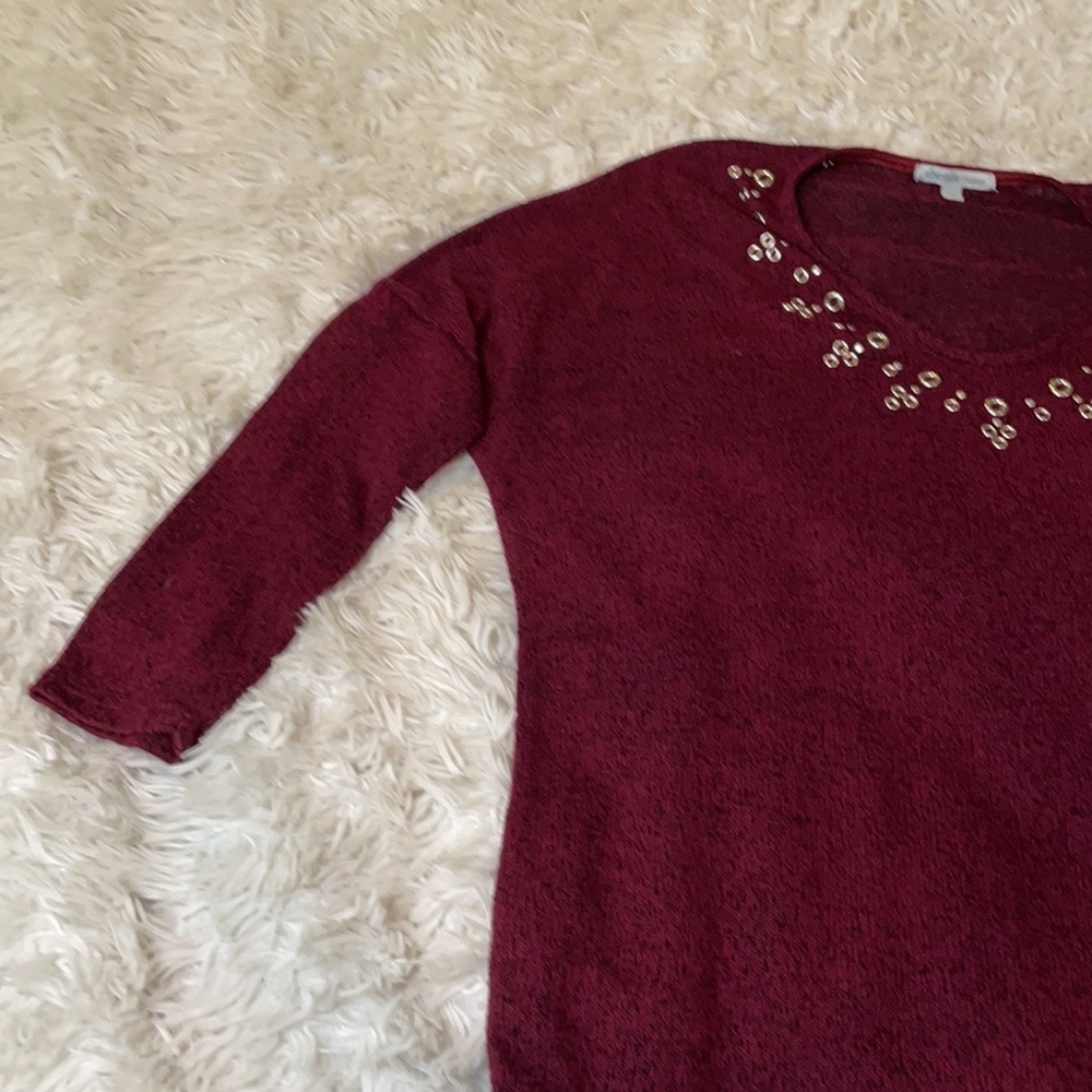 Charlotte Russe Burgundy 3/4 Sleeve Sweater - Size Medium - Picture 6 of 6